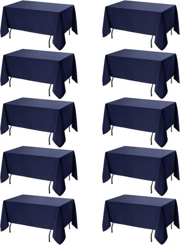 Miniatura 12 de Paquete de 6 manteles negros para mesas cuadradas, 54 x 54 pulgadas, tela de poliéster resistente a las manchas para mesas de 2 pies, manteles
