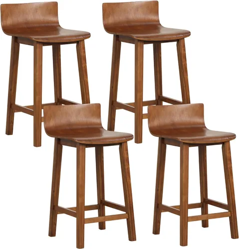 Miniatura 10 de Giantex Juego de 2 taburetes de bar de 24.5 pulgadas, taburetes de bar de altura de mostrador con respaldo bajo y reposapiés, sillas de comedor
