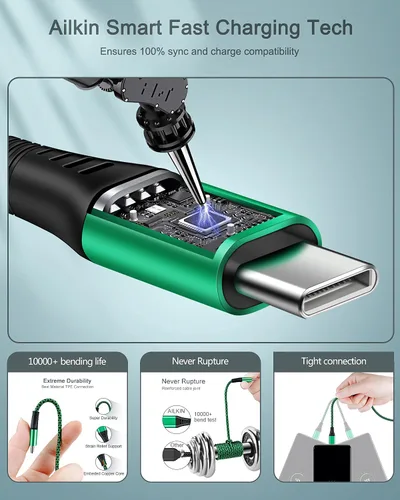 Miniatura 2 de [4 paquetes/6 pies] Cable USB tipo C a USB A, carga rápida 3A, largo Android USBC, cargador de energía de teléfono, cable trenzado para Samsung