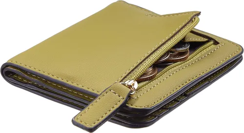 Miniatura 2 de Gostwo - Cartera compacta de piel genuina de lujo para mujer con bloqueo de RFID y ventana de identificación