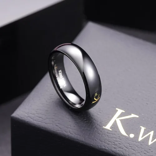 Miniatura 9 de King Will Alianza de boda de carburo de tungsteno para hombres y mujeres, anillos de promesa para parejas abovedados de alto pulido