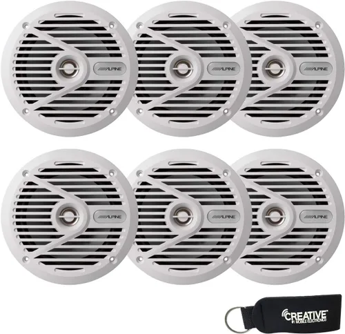 Alpine Paquete SPS-M601: tres pares de altavoces coaxiales marinos de 2 vías SPS-M601W de 6.5 pulgadas (6 altavoces)
