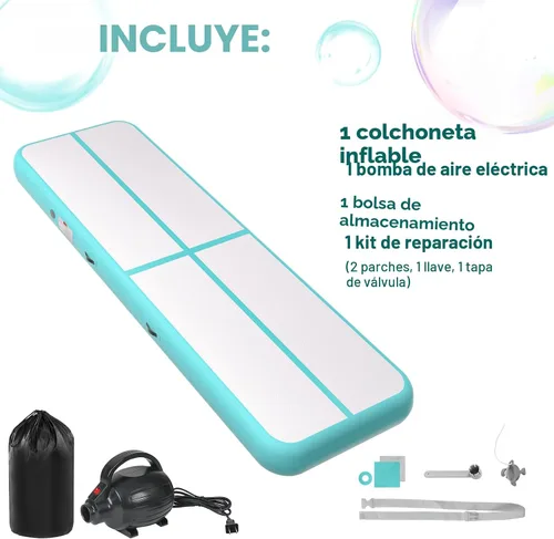 Miniatura 7 de Colchoneta inflable de gimnasia de 6, 10, 13, 16, 20 pies, 4/8 pulgadas de grosor, con bomba de aire eléctrica para uso doméstico, entrenamiento