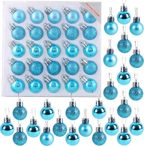 Miniatura 17 de Christmas Concepts® Juego de 25 mini bolas para árbol de Navidad - 25 mm - Adornos colgantes decorados con acabado brillante, mate y purpurina