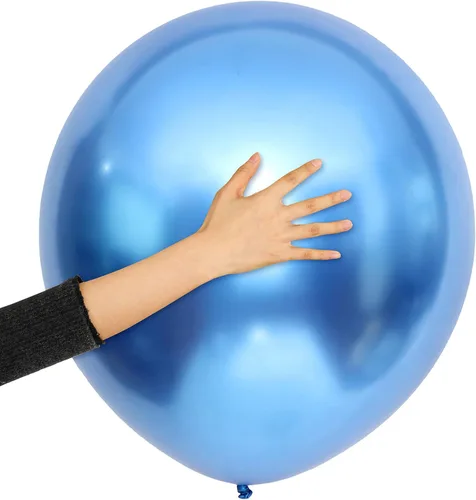 Skylety Paquete de 10 globos metálicos azules de 18 pulgadas, globos de helio de látex grandes cromados brillantes y gruesos para guirnalda de
