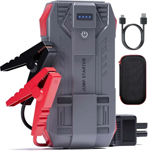 Arrancador de Batería de Coche de 4000A, Arrancador de Coche Portátil para Motores de Gasolina de hasta 10L y Diésel de 8L, Caja de Arranque de 12V