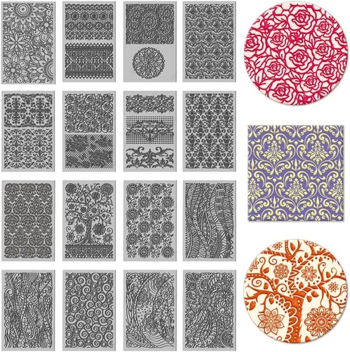 Miniatura 12 de CHGCRAFT 16 hojas de textura de arcilla floral abstracta, sin costuras, patrón de flores, hojas de textura de arcilla polimérica, herramientas