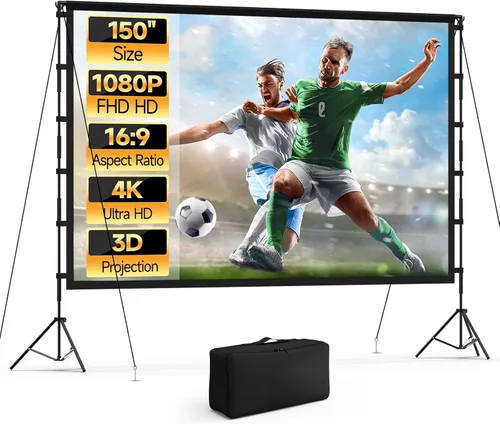 Miniatura 8 de Pantalla de proyector para exteriores, pantalla de proyector Vamvo con soporte, pantalla de proyector plegable portátil de 80 pulgadas, pantalla