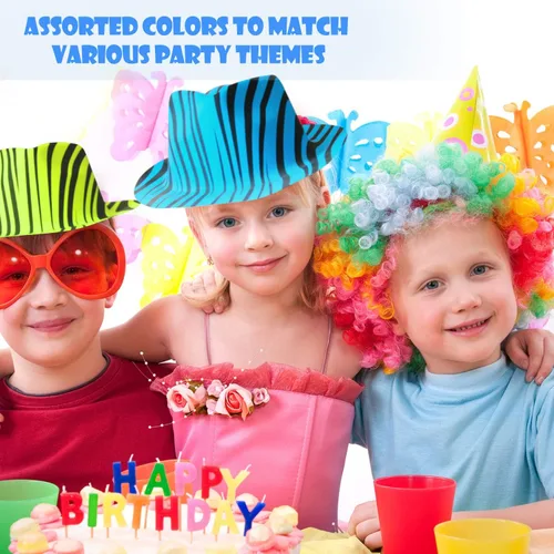 Miniatura 6 de Novelty Place Sombreros de fiesta de plástico con estampado de animales neón, estilo fedora con mafia de gángster, sombreros de fiesta con luz negra