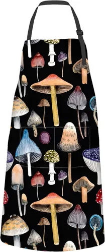Miniatura 15 de Delantal de cocina ajustable de tela Oxford con 2 bolsillos, delantal de cocina impermeable para hombres, mujeres, mamá, esposa, papá, regalo ideal