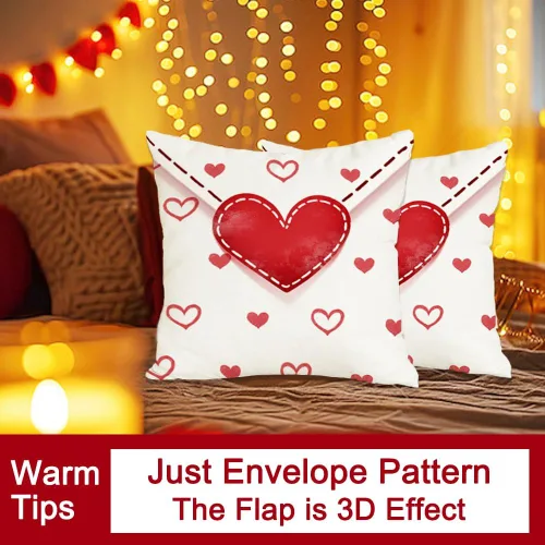 Miniatura 3 de RABUSOFA Juego de 2 fundas de almohada de San Valentín de 20 x 20 pulgadas, diseño de corazones con sobre rojo, para exteriores, decoración de San
