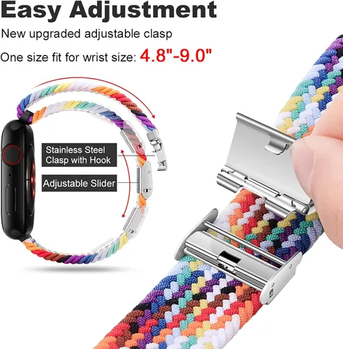 Miniatura 5 de Qimela Correa Compatible con Apple Watch de 1.49/1.57/1.61/1.65/1.73/1.77/1.77/1.93 pulgadas para Mujeres y Hombres, Correa Deportiva Solo Loop