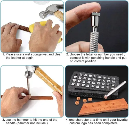 Miniatura 5 de 32 herramientas de estampado de cuero, patrones exquisitos de acero inoxidable, herramientas de perforación de sello de cuero para conectar