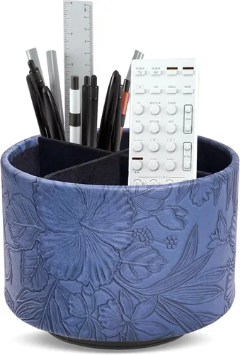 Miniatura 71 de Organizador Redondo de Cuero para Suministros de Arte, Soporte para Control Remoto, Rotación de 360 Grados, Soporte Multifuncional para Lápices