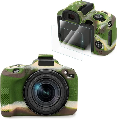 Miniatura 13 de VOVMOEYA Compatible con Canon EOS R50 - Kit de accesorios para funda de cámara [con 2 películas LCD templadas], funda protectora de silicona EOS R50