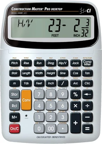 Calculated Industries 44080 Construction Master Pro-Desktop Calculadora de fracción de pies y pulgadas de construcción avanzada con herramienta de