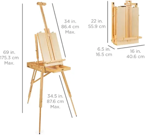 Miniatura 7 de Best Choice Products Caballete de arte para pintar, trípode ajustable de madera portátil para artistas con caja de bocetos, juego de arte de 32
