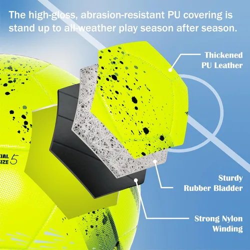 Miniatura 3 de PP PICADOR Balón de fútbol de tamaño 5, oficial para adultos y jóvenes, pelotas de fútbol para deportes al aire libre e interiores con bomba