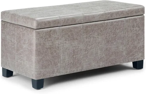 Miniatura 22 de SIMPLIHOME Dover Storage - Banco otomano rectangular tapizado de cuero vegano de 36 pulgadas de ancho en marrón chocolate, banco contemporáneo