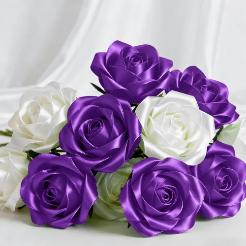 Miniatura 5 de Cinta de satén de 1-1/2 pulgadas x 100 yardas, cinta ancha de seda púrpura con carrete, ideal para envolver regalos, ramos florales, manualidades