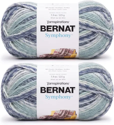 Miniatura 9 de Bernat Symphony - Ovillo de concha marina, paquete de 2 unidades de 8 onzas, mezcla de lana, 5 voluminosos, 309 yardas, tejido/ganchillo Conchas
