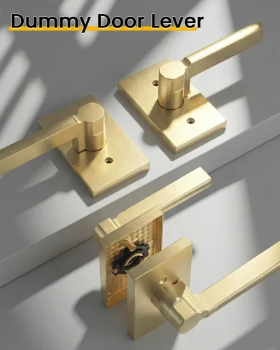 Miniatura 6 de Goldenwarm Manijas de puerta ficticias doradas, aleación de zinc resistente, palanca de puerta interior sin giro para pasillo y armario, perilla