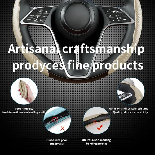 Miniatura 5 de Funda para volante de fibra de carbono, juego de 2 piezas antideslizante con agarre cómodo, diseño de mariposa segmentada, fácil instalación a