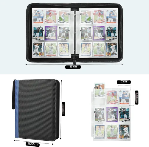 Miniatura 2 de Carpeta de 9 bolsillos para cartas coleccionables con fundas, organizador de cartas, 900 bolsillos de doble cara, carpeta de colección de cartas PU