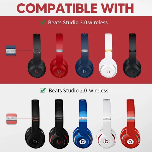 Miniatura 2 de Beats Studio 3 Almohadillas para los oídos, almohadillas de repuesto de piel con proteína de espuma viscoelástica, almohadillas de repuesto