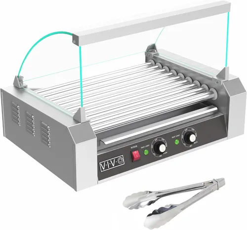 Miniatura 16 de VIVO HOTDG-V205 calentador eléctrico de 12 rodillos para parrilla de perritos calientes, acero inoxidable, comercial y doméstico, 750 W