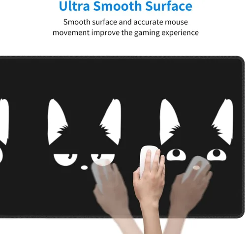 Miniatura 6 de Alfombrilla de mouse grande de gato negro XL extendida para juegos de anime, alfombrilla de escritorio larga con base de goma antideslizante