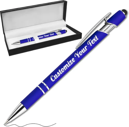 Miniatura 12 de Hasta 500 bolígrafos personalizados a granel con lápiz capacitivo, grabado, juego de bolígrafos con tu nombre, texto para mujeres de negocios