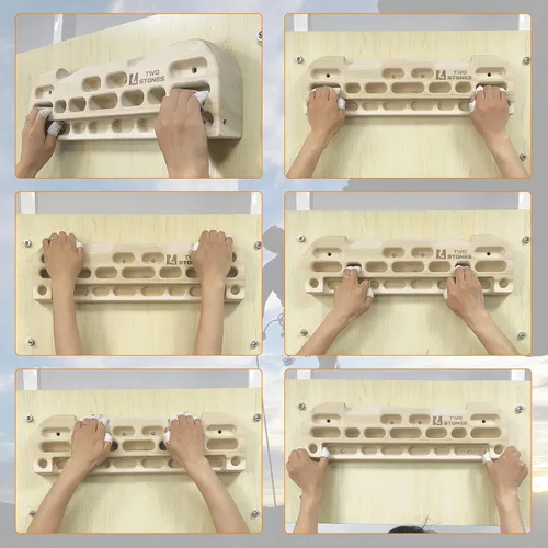 Miniatura 5 de TWO STONES Tabla colgante de madera para escalada en roca, barra de dominadas diseñada para entrenamiento para escalada, tabla de entrenamiento