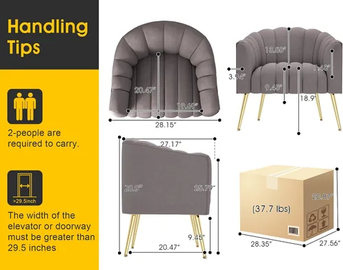 Miniatura 2 de Dewhut Silla decorativa de calabaza de gran tamaño, modernas y cómodas sillas tapizadas de terciopelo, sillón individual de lujo para sala de estar