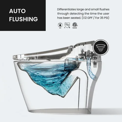 Miniatura 2 de VOVO VB-3100SR - Asiento de inodoro redondo para bidé, agua caliente, luz LED, asiento climatizado, color blanco, secador, boquilla de acero