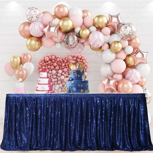 Miniatura 12 de PartyDelight Falda de mesa de lentejuelas doradas de 4 pies para mesa redonda/rectangular/cuadrada para fiesta de cumpleaños, boda, Navidad