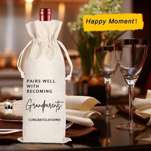 Miniatura 5 de Anuncio temático de vino para abuelos, bolsa de vino para abuelos Gandma, regalos para nuevos abuelos, combina bien con felicitaciones