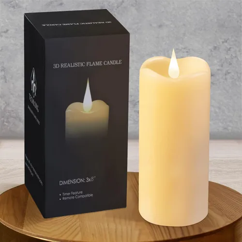 TECHLONG - Velas sin llama parpadeantes con llama 3D en movimiento, velas operadas por batería con temporizador, duran más de 1000 horas, cera de