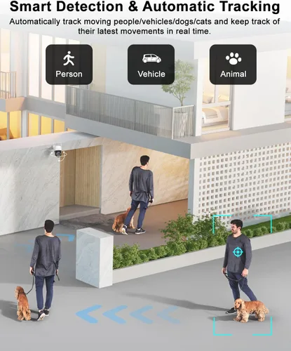 Miniatura 4 de Cámara de seguridad HXVIEW 4K PTZ para exteriores con zoom híbrido rápido de 10X, 355° de panorámica y 90° de inclinación, cámara WiFi de 8MP