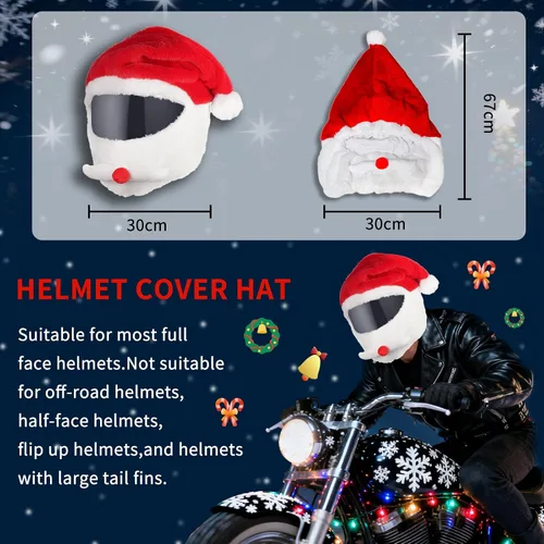 Miniatura 2 de Cubierta de casco de motocicleta de Navidad, sombrero de Santa para cubierta de casco, paseos divertidos, festivales, Navidad, invierno, cubierta