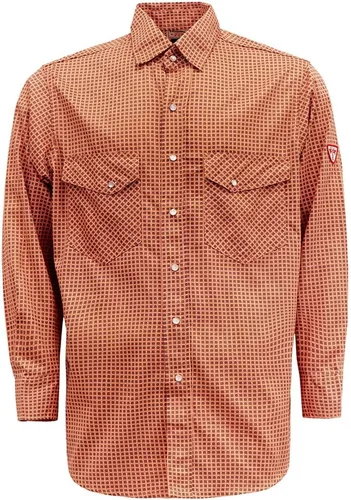 Miniatura 7 de TICOMELA Camisa de soldadura FR de peso medio para hombre, 7.5oz 100% algodón NFPA 2112 CAT2 - Camisa de trabajo con botones resistente al fuego