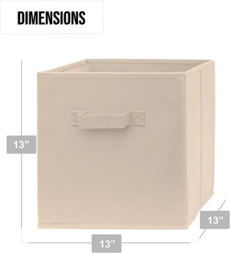 Miniatura 4 de Contenedores de almacenamiento de cubo de 13 pulgadas, paquete de 2 unidades, grandes, con asas dobles, plegables, contenedores de tela de 13 x 13