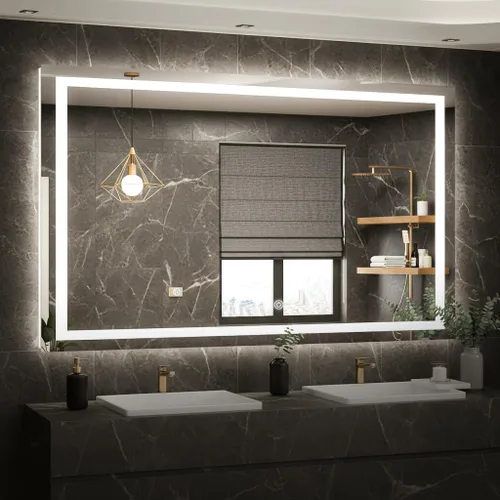 Miniatura 18 de Espejo de tocador LED de 24 x 36 para baño, espejo LED frontal y retroiluminado para baño con 3 luces de color, espejo de tocador de pared