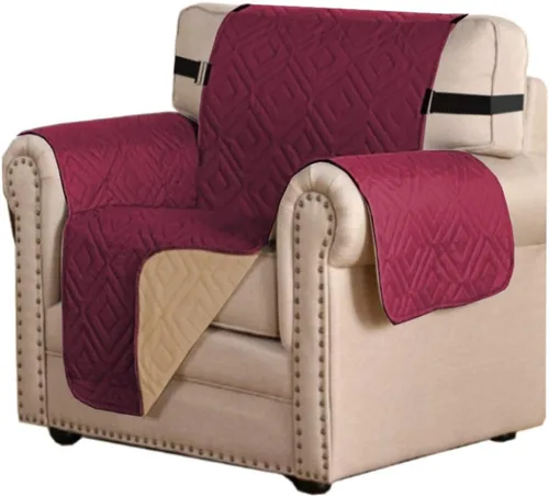 Miniatura 63 de H.VERSAILTEX Funda reversible para silla, protector de muebles antideslizante, resistente al agua, con correas elásticas de 2 pulgadas