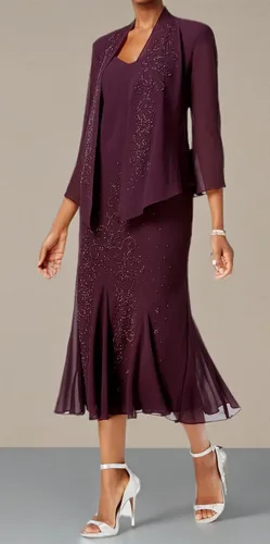 Miniatura 6 de R&M Richards - Vestido de gasa con cuentas para mujer