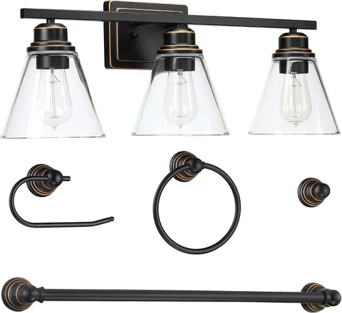 Miniatura 23 de 2 Light Bathroom Vanity Light Over Mirror - Black and Gold Farmhouse Wall Light for Bathroom Vanity Powder Room, Rustic Gooseneck Barn Style 2 Bulb