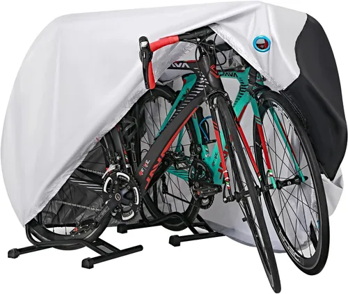 Miniatura 9 de Cubierta para bicicleta, cubierta impermeable para bicicleta al aire libre con agujero de bloqueo para bicicletas de montaña y de carretera