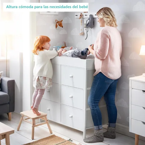 Miniatura 8 de BOLUO Cómoda Cambiador con 6 Cajones de Tela, Cómoda para Bebé con Superficie de Cambiador, Estación de Cambio de Pañales con Almacenamiento