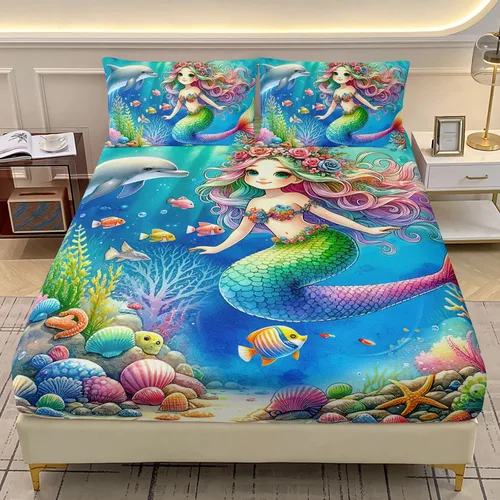 Miniatura 23 de AILONEN Axolotl - Juego de sábanas bajeras para niños, tamaño individual XL, color rosa y azul degradado kawaii, lindas sábanas de fresa salamandra