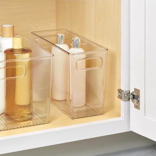 Miniatura 3 de iDesign - Contenedor de almacenamiento de plástico transparente y delgado para baño, organizador alto y estrecho para lociones, cremas y artículos